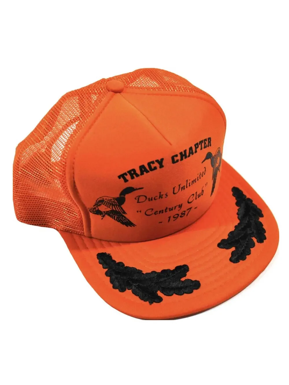 Vintage Ducks Unlimited 1987 Tracy Chapter Century Club 80s Orange Snapback Hat